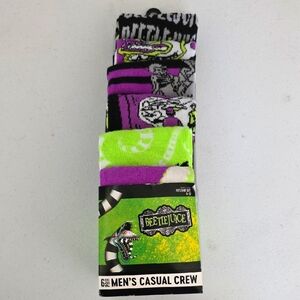 Men's  Beetlejuice Casual Crew Socks - Multicolor